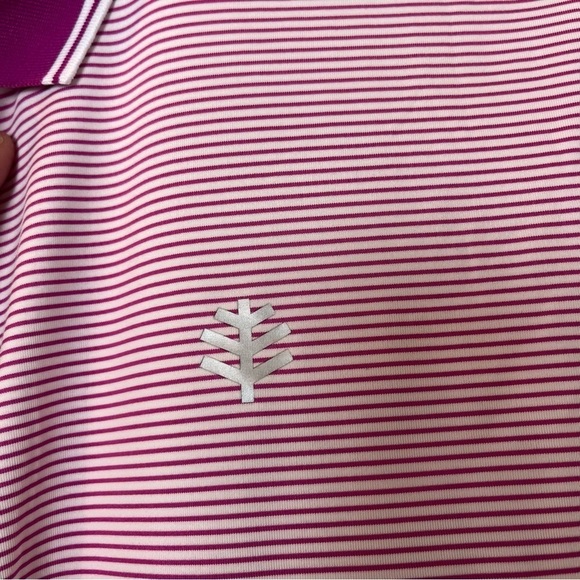 Coolibar UV Protected Long Sleeve Pink Striped Polo Sun Shirt Large - Picture 3 of 8